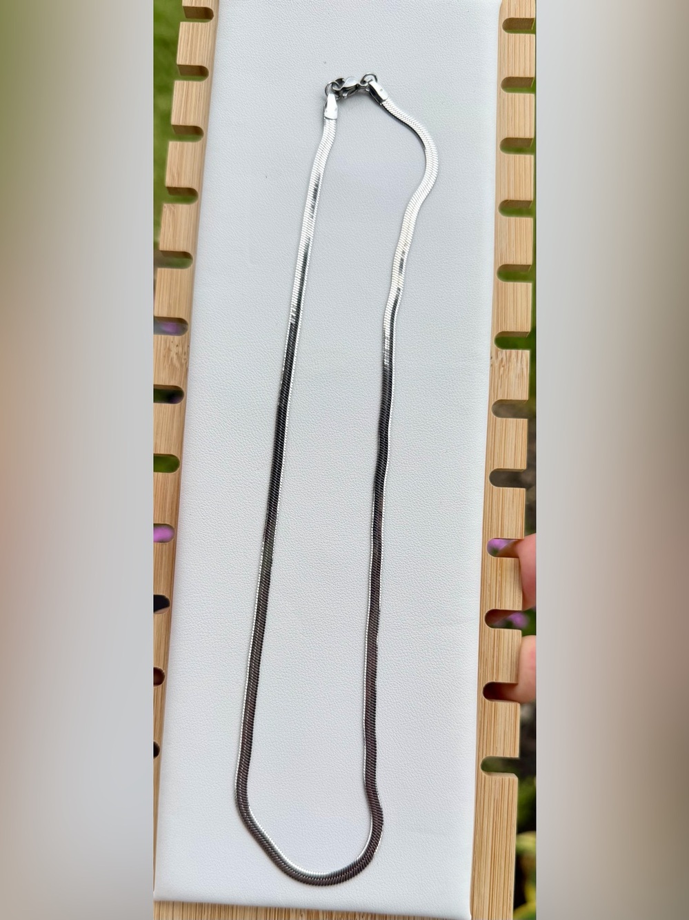 Silver Herringbone Chain Necklace
